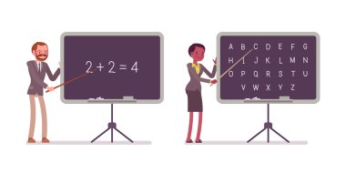 Öğretmenler öğretim matematik ve tahtaya alfabesi