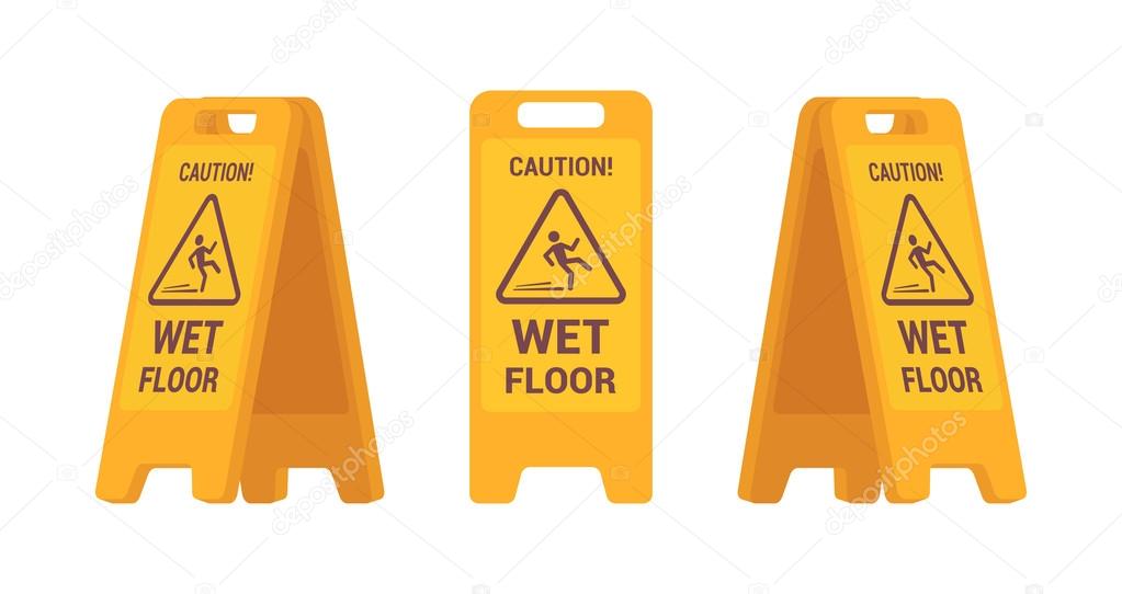 Set of wet floor sign