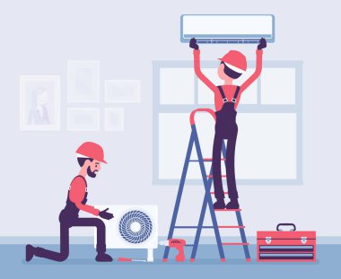 Evdeki servis teknisyenleri tarafından havalandırma kurulumu