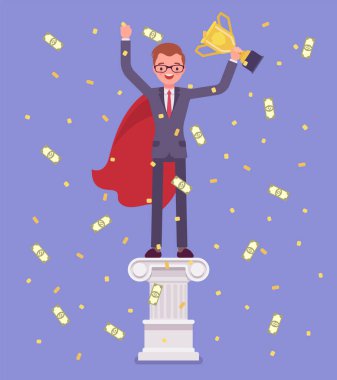 Ayın çalışanı, kaidedeki adam.