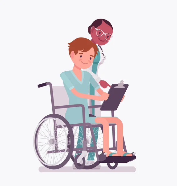 Prestações de seguro de invalidez para deficientes em cadeira de rodas —  Vetores de Stock