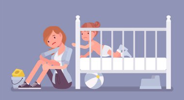 Doğum sonrası depresyon, yeni anne doğumdan sonra endişe içinde.