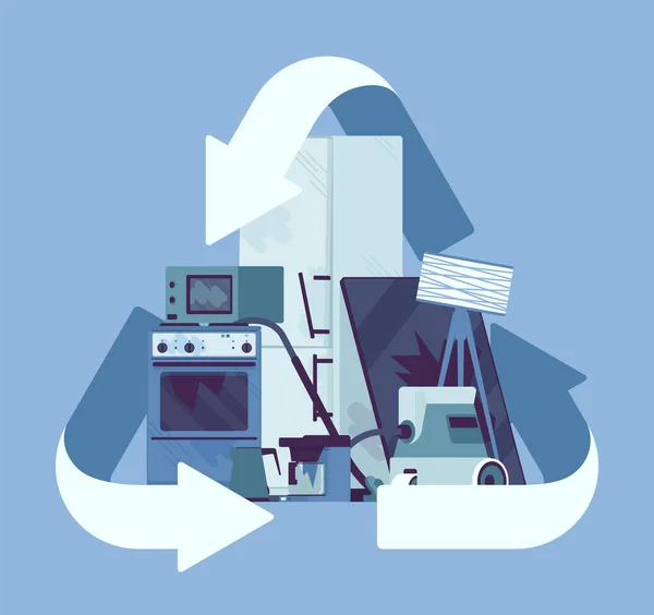 Recyclage symbole vert pour les appareils électriques empilés — Image vectorielle
