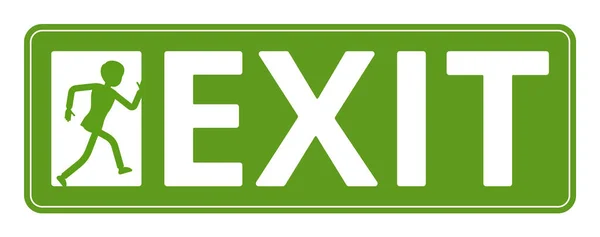 Emergency door exit sign, green safety evacuation indicator — Stock Vector