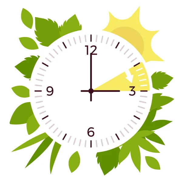 Daylight savings time, DST clock shift design — Vettoriale Stock