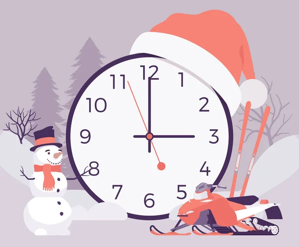 Winter time design, giant round clocks symbol — Vettoriale Stock