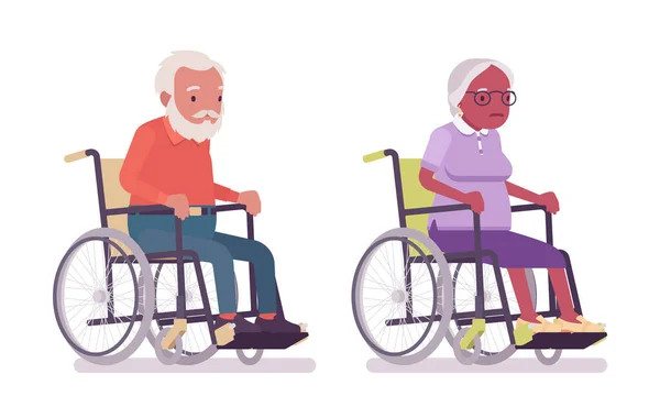 Old man, woman elderly person sitting in a wheelchair — Stock Vector