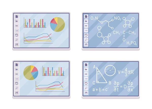 Interactief whiteboard, smartboard learning en presentatieset — Stockvector