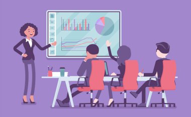 İş adamları için etkileşimli beyaz tahta, akıllı tahta sunumu