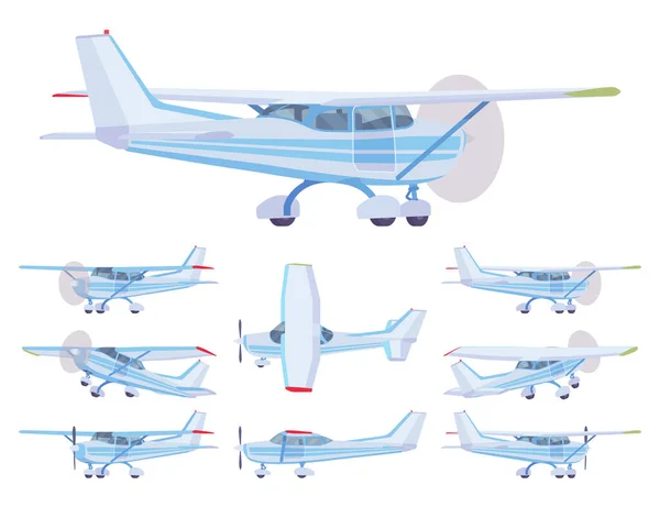 경비행기, 청색 줄무늬 비행기 제복 세트 — 스톡 벡터