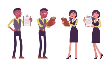 Siyahi iş adamı, iş kadını resmi iş kıyafetleri, ofis kıyafeti.