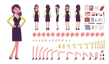 İş kadını, resmi iş kıyafetleri içindeki kadın, ofis kıyafeti seti.