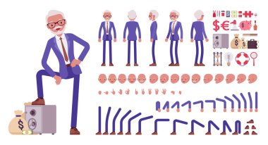 Yakışıklı yaşlı adam, yaşlı iş adamı seti