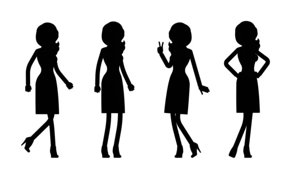 Femme silhouette noire, femme d'affaires mince travailleur de bureau sexy — Image vectorielle