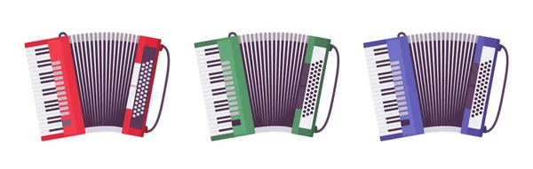Acordeão de piano, instrumento musical para performances de música clássica, jazz —  Vetores de Stock