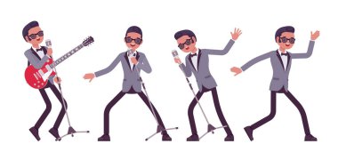 Müzisyen, caz, rock and roll adamı şarkı, dans ya da karaoke