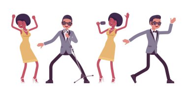 Müzisyen, caz, rock and roll sanatçıları, erkek, kadın dans, şarkı