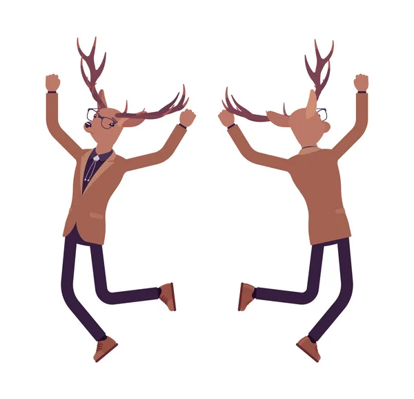 Hjorte mand, elegant mister elg, dyr hoved stilfuld menneskelige hoppe – Stock-vektor