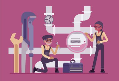 Tesisatçılar, tesisat müfettişi, su sayma sayacı kurulumu.