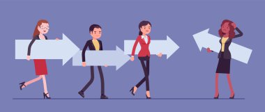 Sosyal gruptaki işadamları, çoğunluk ve azınlık, zıt yönde