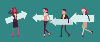 Sosyal gruptaki işadamları, çoğunluk ve azınlık, zıt yönde