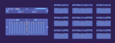 Sunucu modülleri koyu renk set, yüksek performanslı hesaplama sistemi teknolojisi