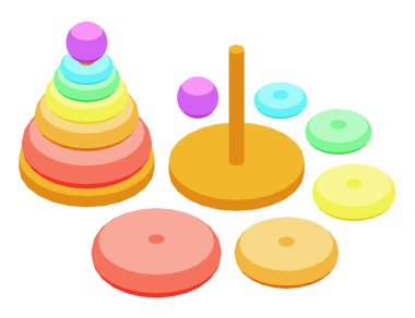 Piramit kurmak--dan renkli halkalar