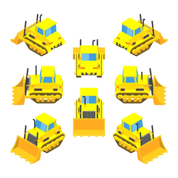 Isometrisk gula bulldozer — Stock vektor