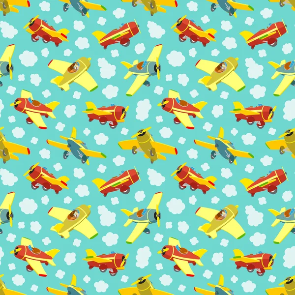 Seamless pattern with toy airplanes — Stock Vector