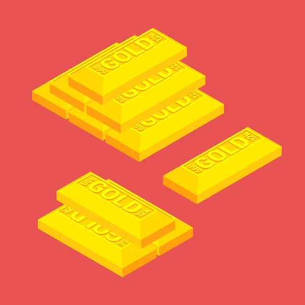 Isometric golden bars — Stock Vector