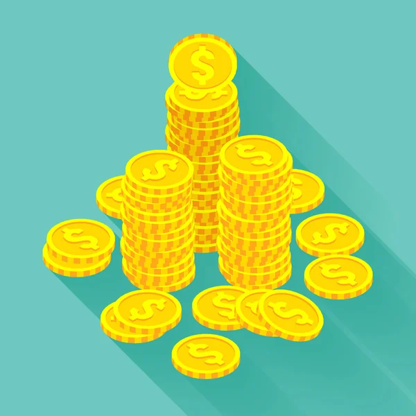 Isometric golden coins — Stock Vector