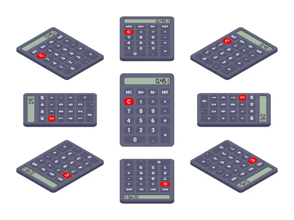 Svart isometrisk kalkylatorn — Stock vektor