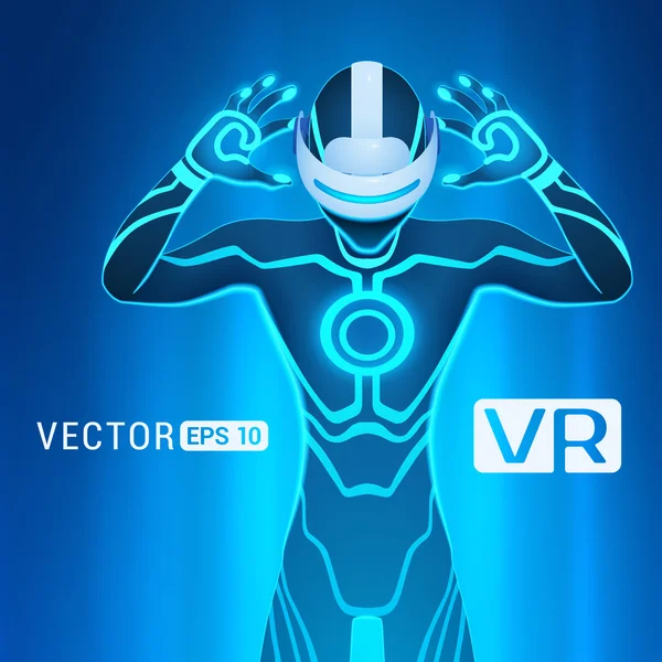 Muž v helmu virtuální reality — Stockový vektor
