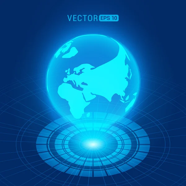 Globo olografico con continenti — Vettoriale Stock