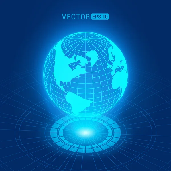 Globo holográfico com continentes —  Vetores de Stock