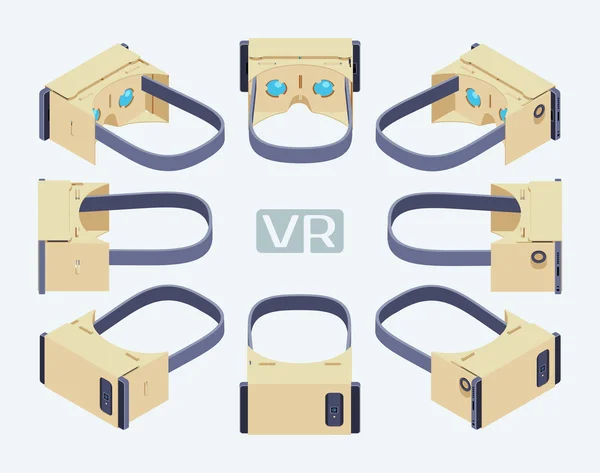 Auricular de realidad virtual de cartón isométrico — Vector de stock