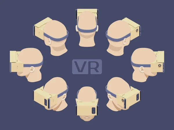 Casque de réalité virtuelle en carton isométrique — Image vectorielle