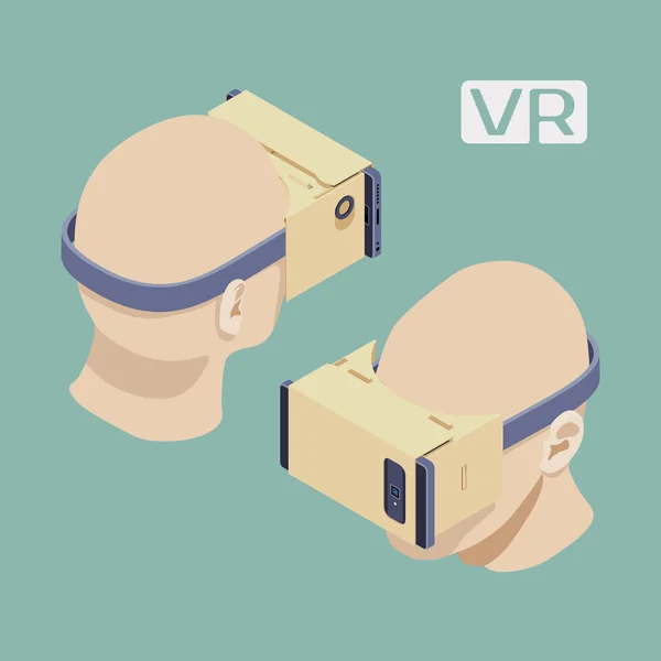 Auricular de realidad virtual de cartón isométrico — Vector de stock