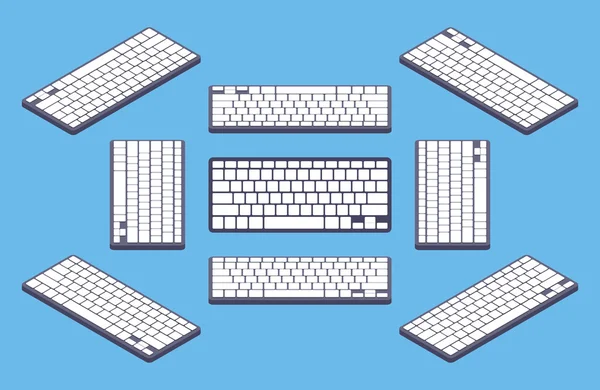 İzometrik genel siyah bilgisayar klavye beyaz boş tuşları — Stok Vektör