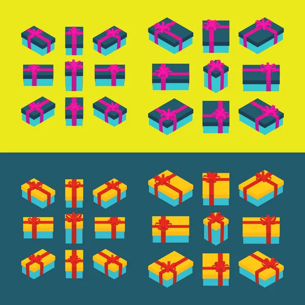 Caixas de presente coloridas isométricas —  Vetores de Stock