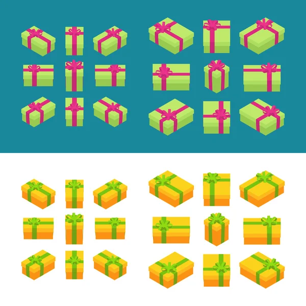 Izometrické barevné dárkové boxy — Stockový vektor
