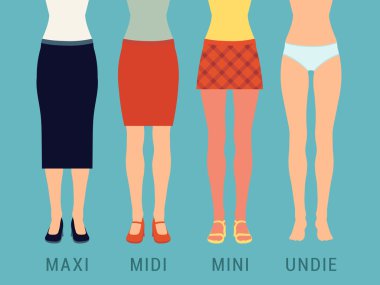 Various skirts and underwear clipart