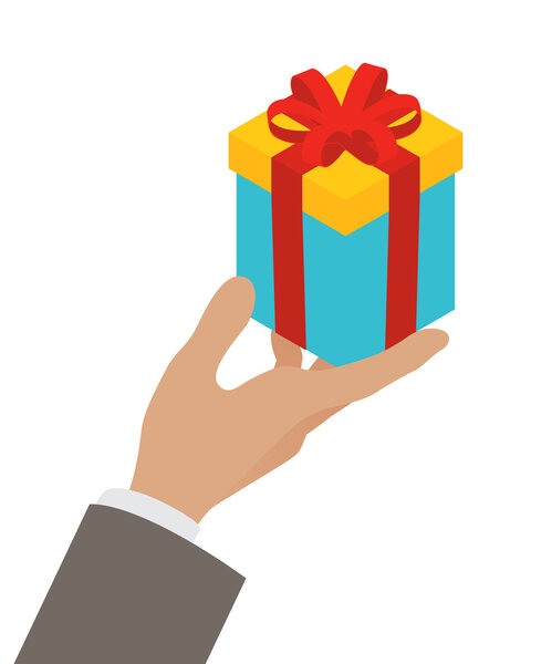 Маленькая подарочная коробка в руке мужчины
