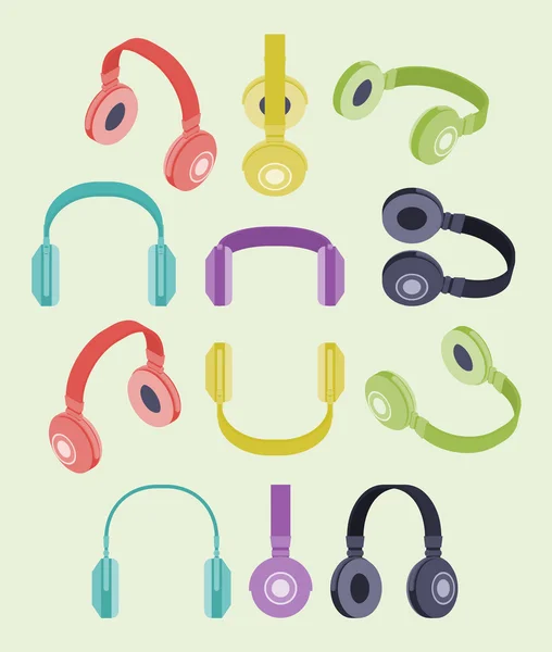 Fones de ouvido isométricos coloridos — Vetor de Stock