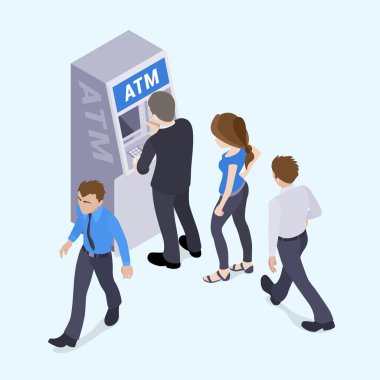 İnsanların önünde Atm doğrultusunda