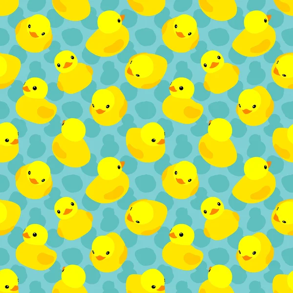 Seamless pattern with yellow rubber ducks — Stock Vector