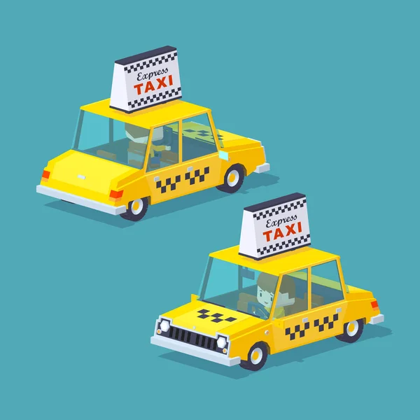 Mundo Cubo. Taxi amarillo — Archivo Imágenes Vectoriales