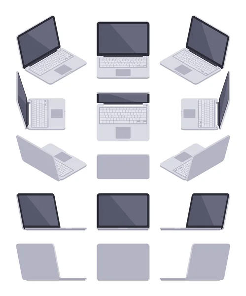 Laptop abu-abu Isometric - Stok Vektor