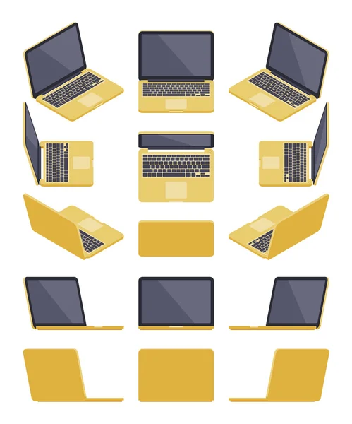 Computer portatile dorato isometrico — Vettoriale Stock