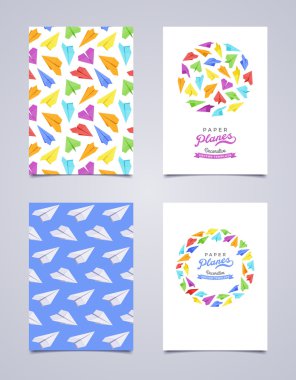 Kağıt uçaklar yapılan vektör dekoratif broşür tasarımı